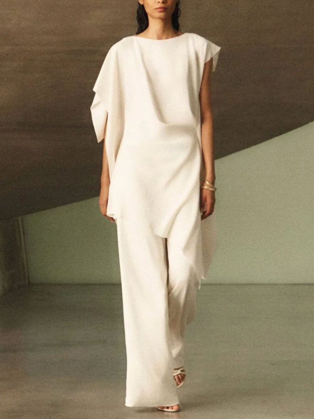 REISS Clover Wide-Leg Suit Trousers White Quiet Lux Minimalist - Picture 4 of 9